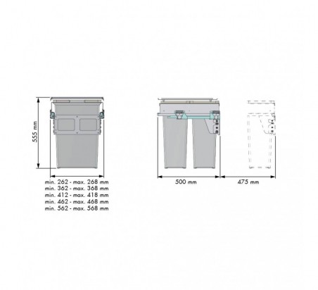 CUBO BASURA ECOLOGICO M500 35L+35L