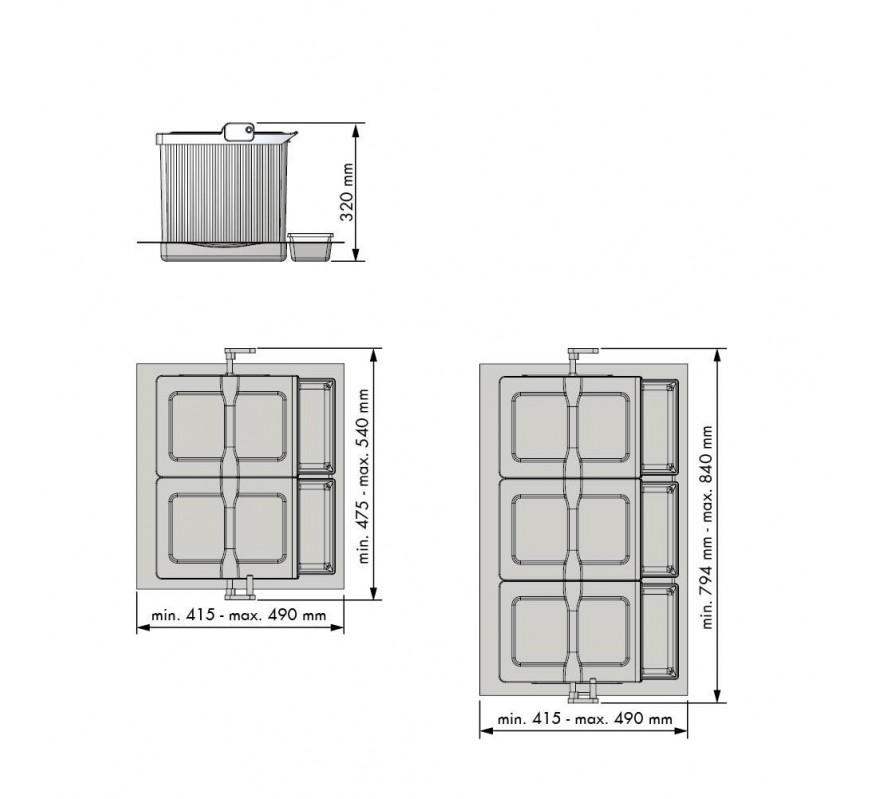 CUBO BASURA ECOLOGICO M900 16L+16L+7,5L+7,5L