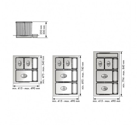 CUBO BASURA ECOLOGICO M900 14 + 14 + 6,5 + 6,5 LITROS