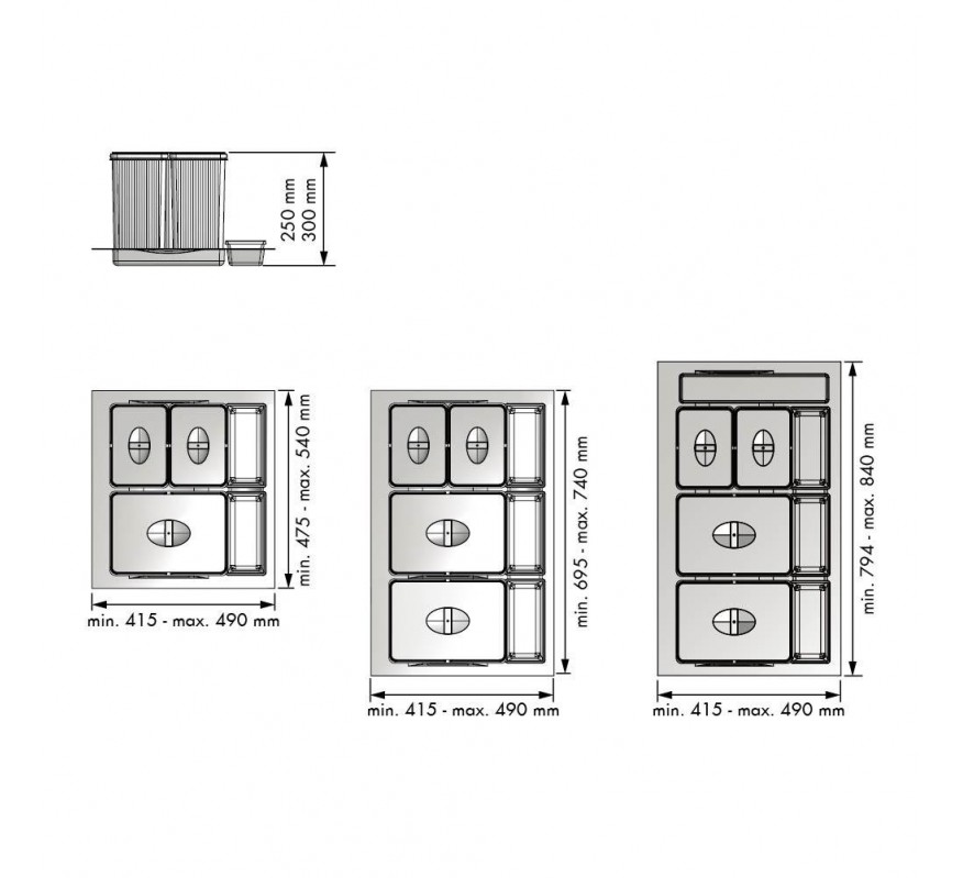 CUBO BASURA ECOLOGICO M600 14 + 6,5 + 6,5 LITROS