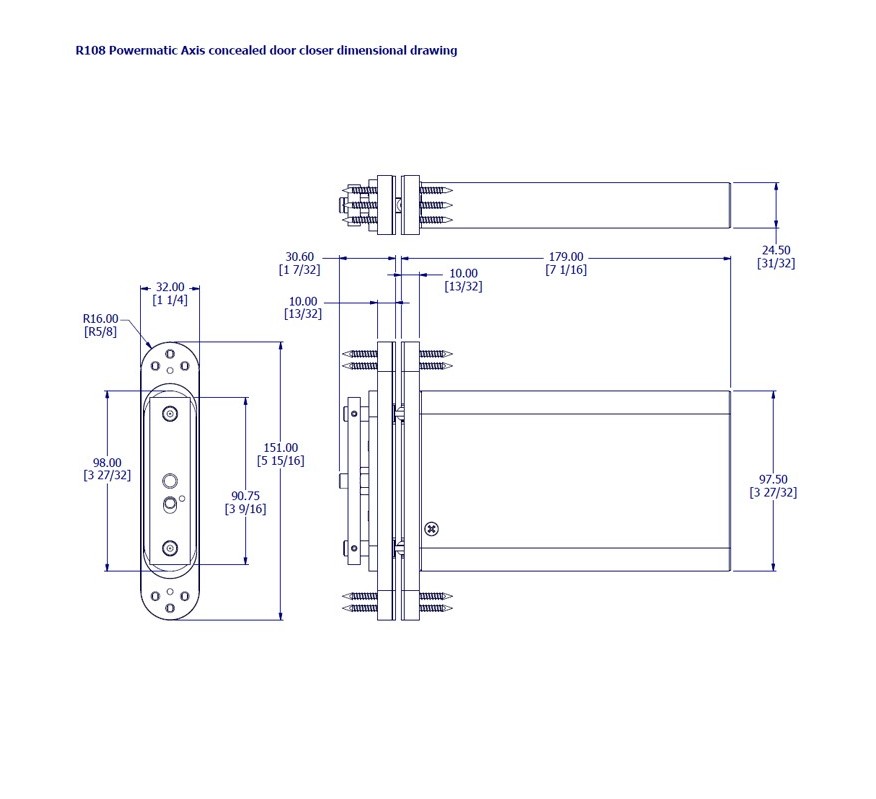 CIERRAPUERTAS OCULTO POWERMATIC AXIS R108