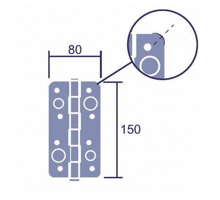 BISAGRA SEGURIDAD ANTIPALANCA CANTO REDONDO RADIO 12  150X80X3MM