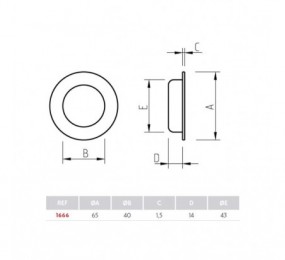 PASACABLES RECTANGULAR PC2000 180X50MM CROMO MATE