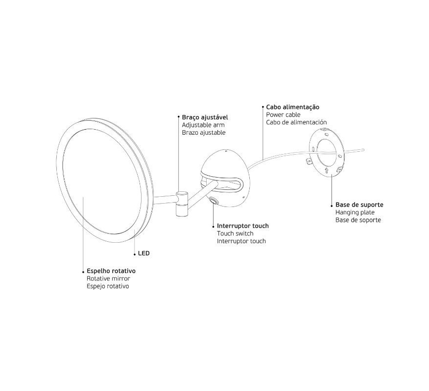 ESPEJO LED CON BRAZO IN.53.600 JNF