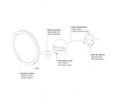ESPEJO LED CON BRAZO IN.53.600 JNF