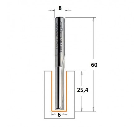 FRESA CORTE RECTO S.LARGA Ø6X25.4X60MM Ø8 CMT 912.060.11