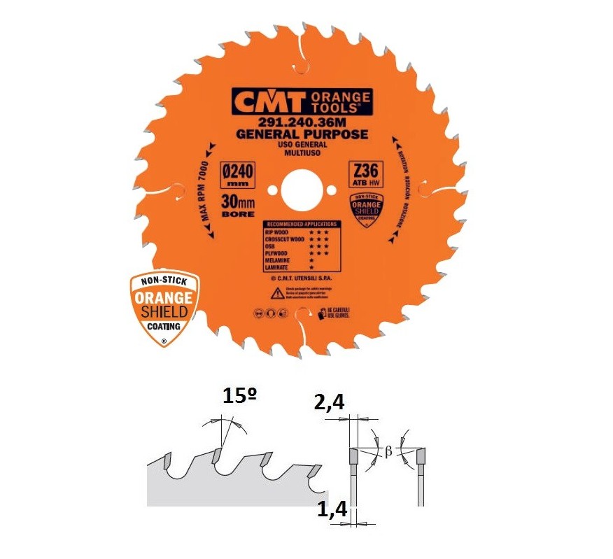 SIERRA CIRCULAR WIDIA PARA MADERA CORTES TRANSVERSALES 291 CMT