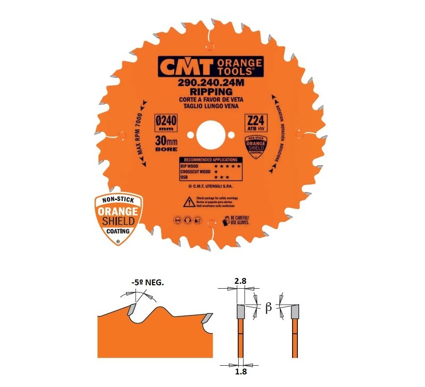 SIERRA CIRCULAR WIDIA PARA MADERA A FAVOR DE VETA 290 CMT