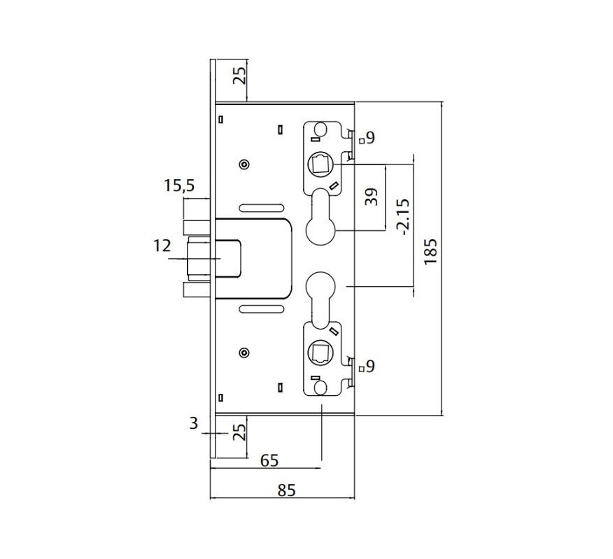 CERRADURA CF50 CORTAFUEGOS 65MM C9 REVERSIBLE TESA