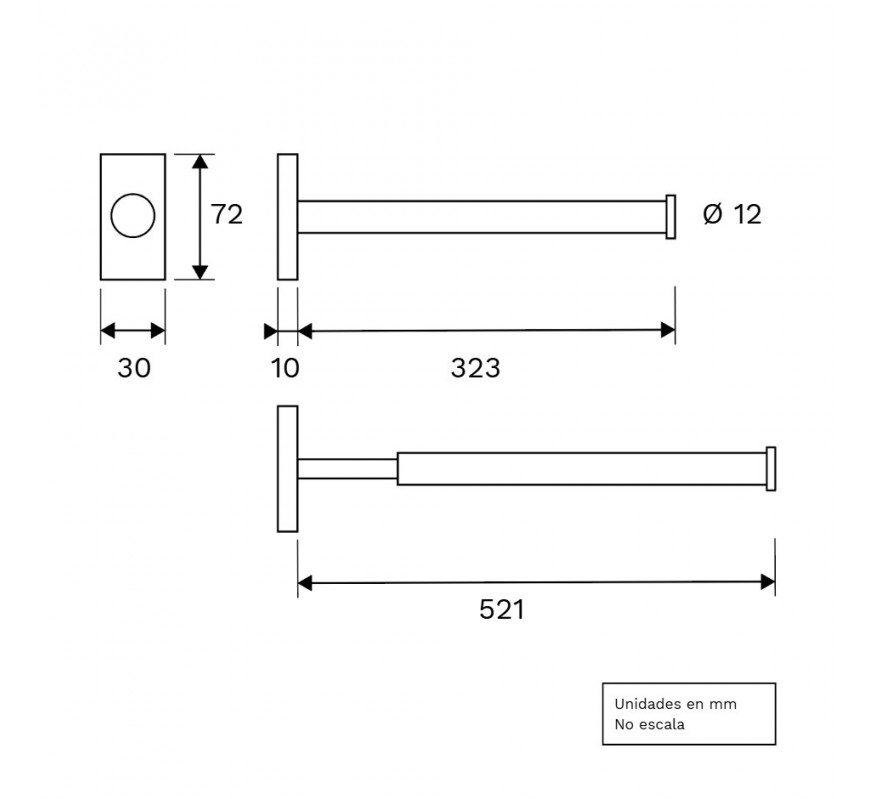 TOALLERO EXTENSIBLE NEGRO MATE DW 730 0507360