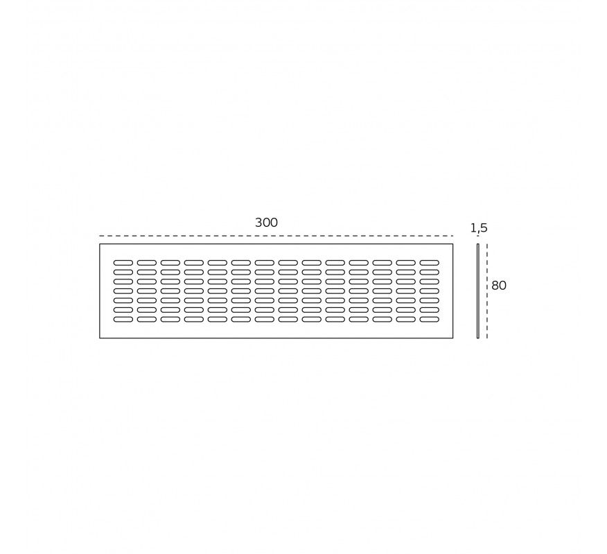 REJILLA RECTANGULAR FIJACIÓN OCULTA  ADHESIVA 300X80MM IN.23.033.A JNF