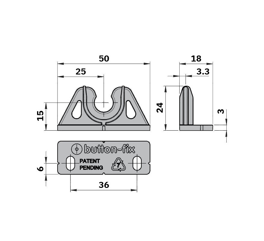 BUTTON-FIX TYPE 2 ANGULO 90º  PLACA+BOTON HASTA 50KG