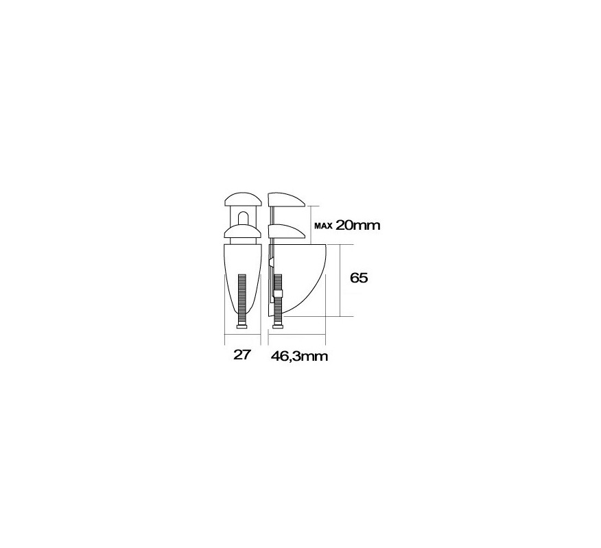 SOPORTE PELICANO 46,3x65mm NIQUEL MATE