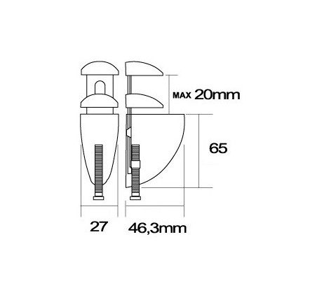 SOPORTE PELICANO 46,3x65mm NIQUEL MATE