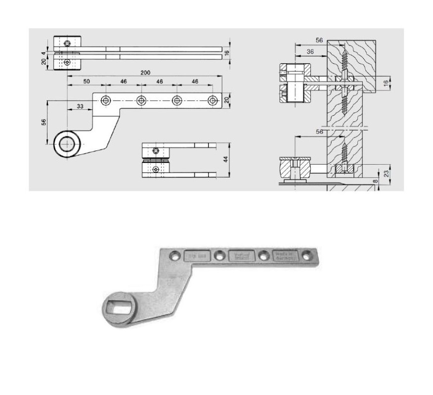 BRAZO SUPERIOR PIVOTANTE DORMA DESPLAZADO 7411K/56