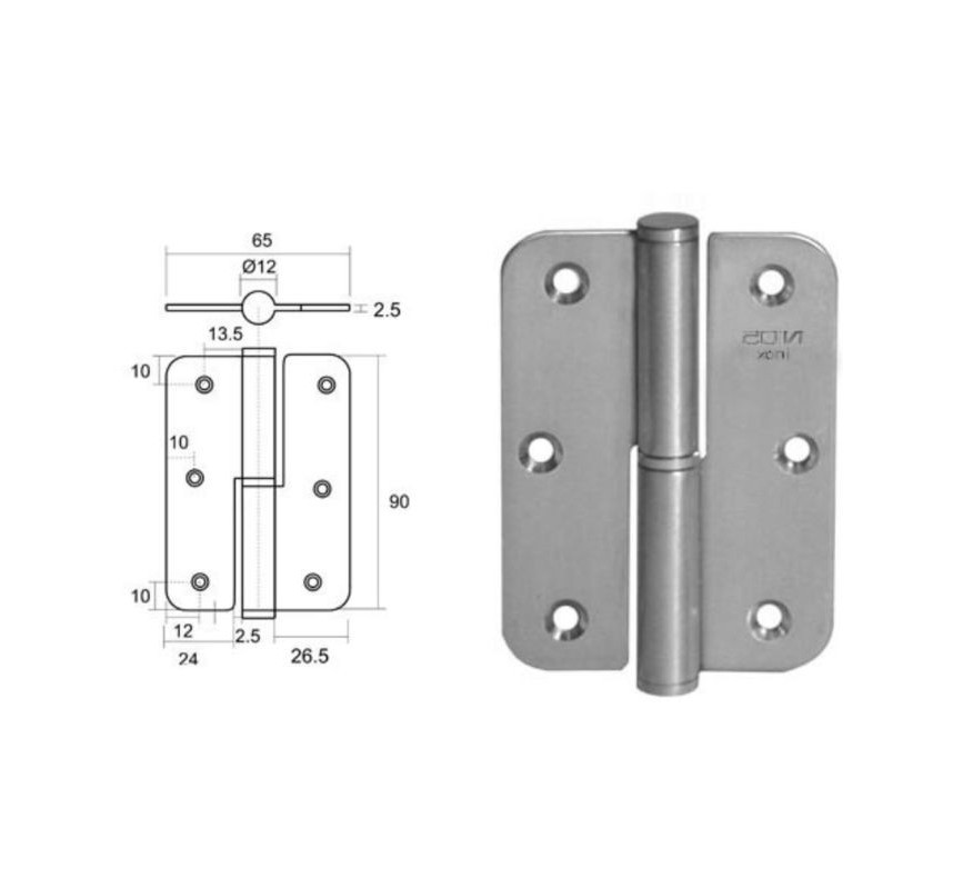 PERNIO PALA REDONDA CERRADA 90x65 INOX AISI 304