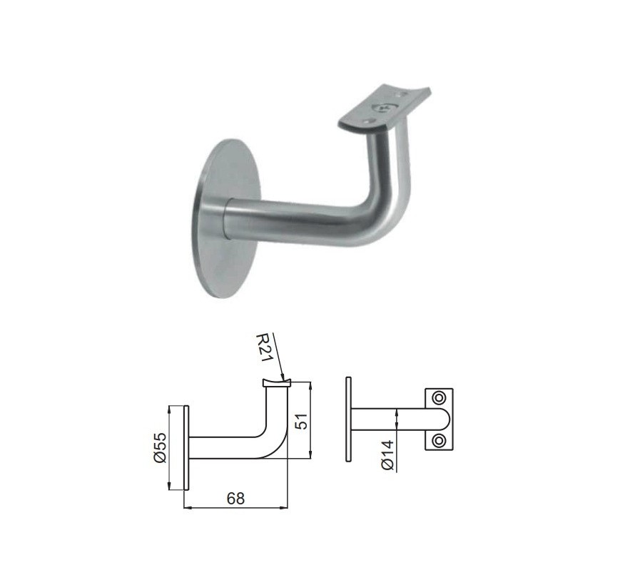 Soporte pasamanos curvo de acero inoxidable instalado en escalera, seguro y elegante