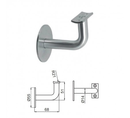 Soporte pasamanos curvo de acero inoxidable instalado en escalera, seguro y elegante