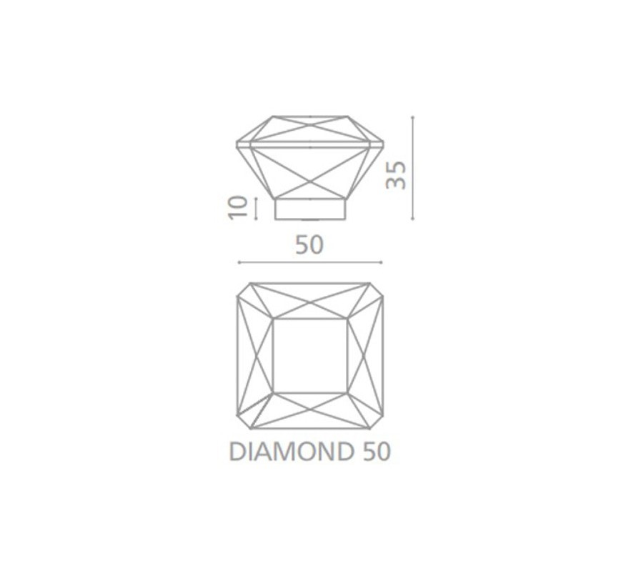 POMO MODELO DIAMOND  CRYSTAL CROMO BRILLO / NEGRO  50MM