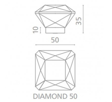 POMO MODELO DIAMOND  CRYSTAL CROMO BRILLO / NEGRO  50MM