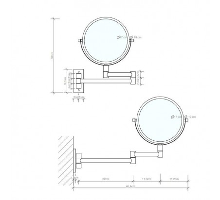 ESPEJO PARED NEGRO MATE SPT 33