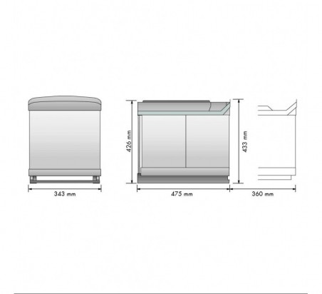 CUBO BASURA ECOLOGICO M450 MIN. NOX