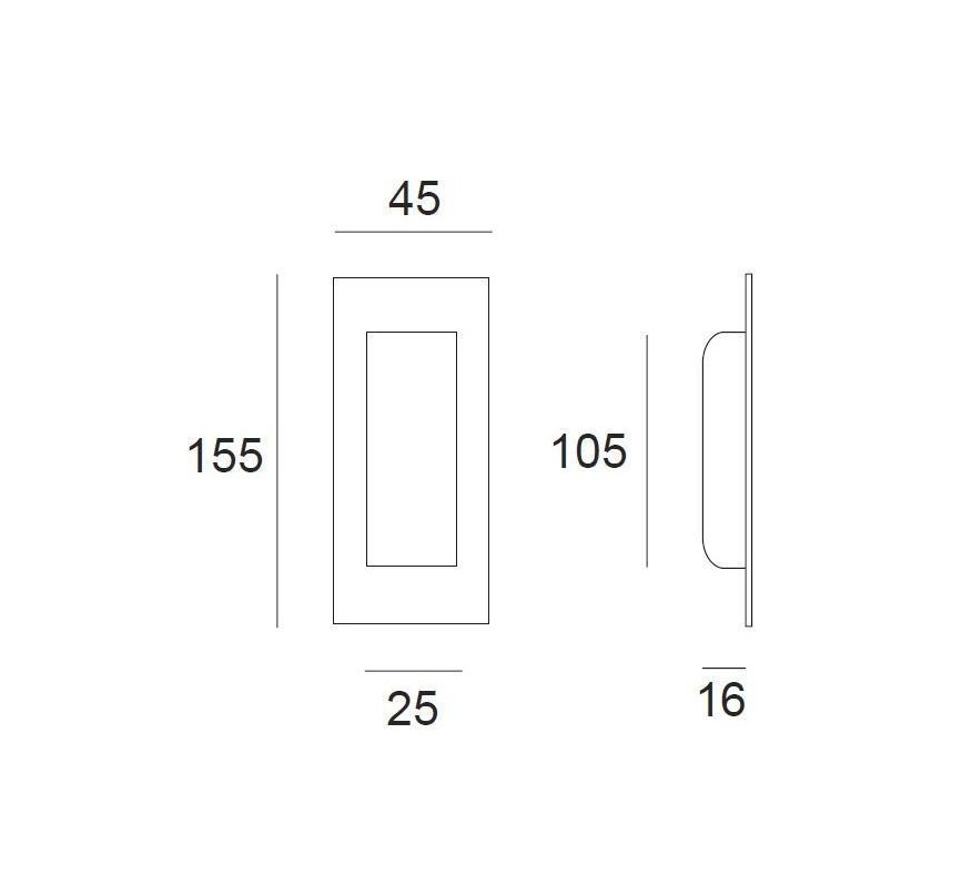 UÑERO 155X45MM RECTANGULAR FORJA