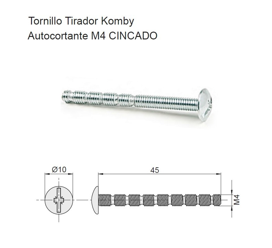 TORNILLO TIRADOR AUTOCORTANTE M4X45 CINCADO