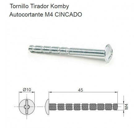 TORNILLO TIRADOR AUTOCORTANTE M4X45 CINCADO