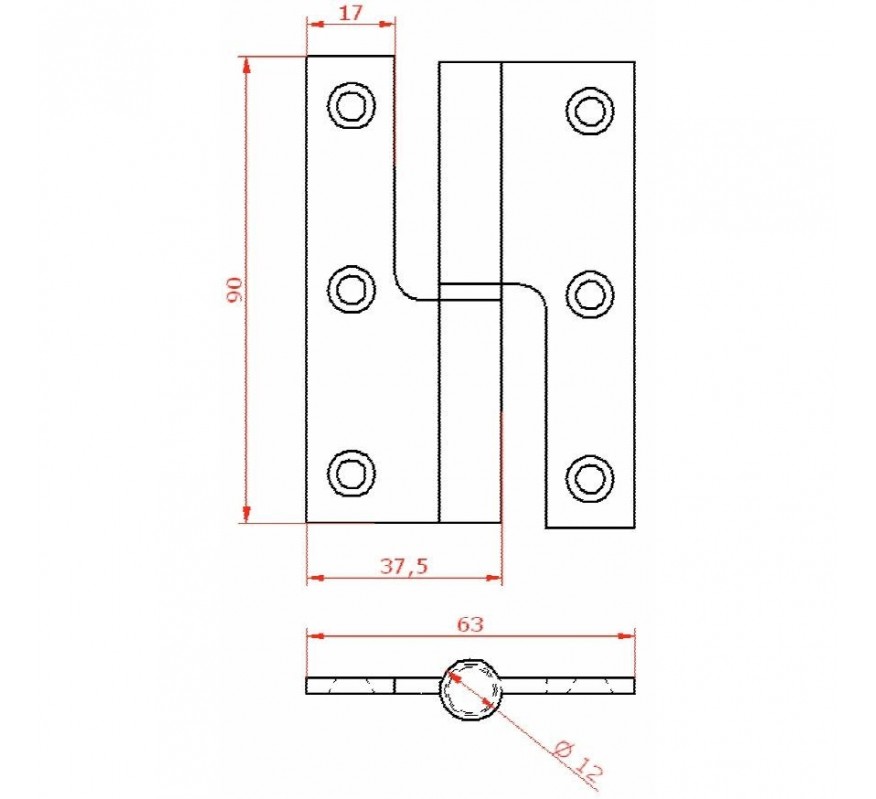 PERNIO MODELO 950/90 P.E. CANTO RECTO CROMO MATE DERECHA