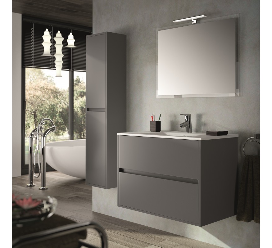 MUEBLE CON LAVABO PORCELANA NOJA GRIS MATE 80CM MODELO MODELO 18333