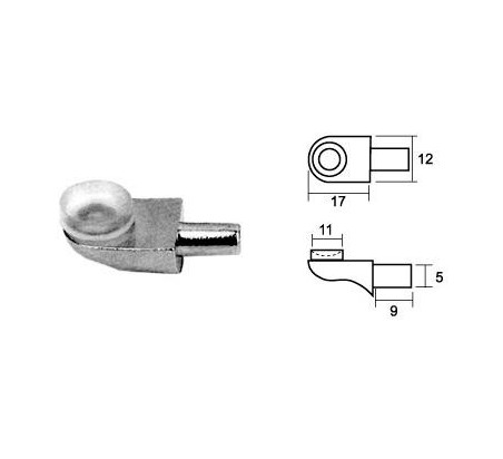 SOPORTE BALDA CRISTAL 5MM CON VENTOSA NIQUEL