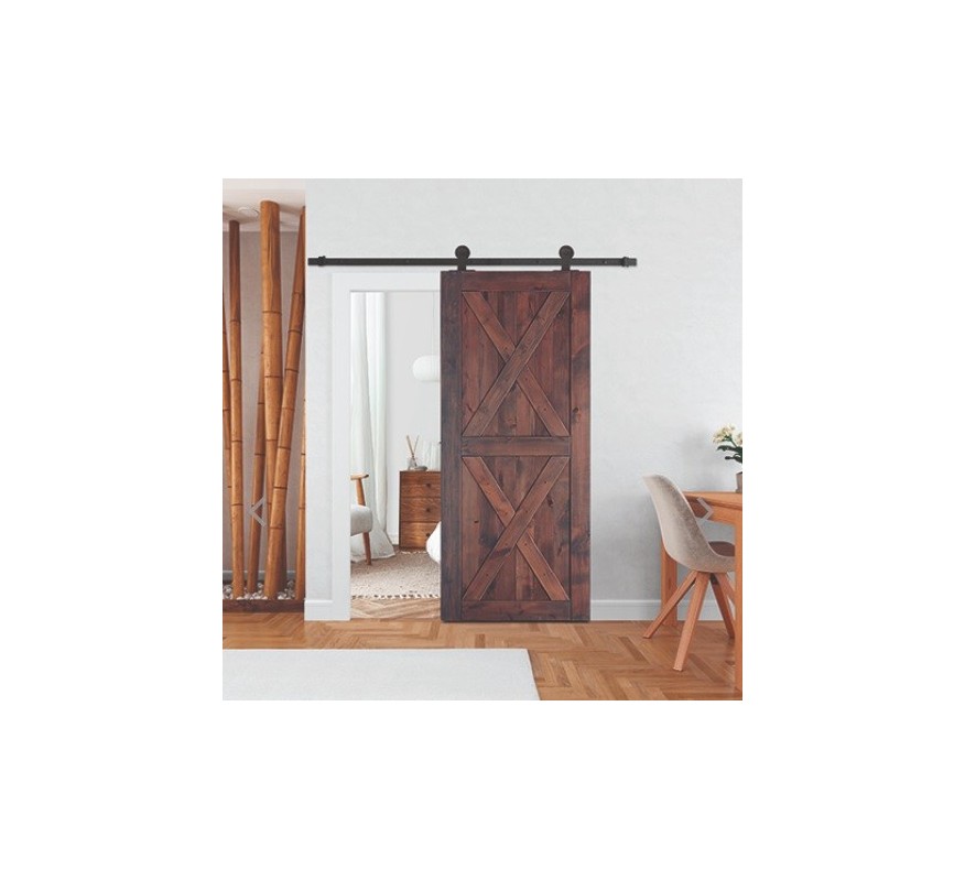 KIT CORREDERA RUSTICO GRANERO FIJACIÓN SUPERIOR NEGRO 2MT