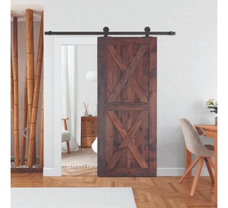 KIT CORREDERA RUSTICO GRANERO FIJACIÓN SUPERIOR NEGRO 2MT