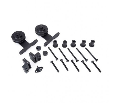 KIT CORREDERA RUSTICO GRANERO FIJACIÓN SUPERIOR NEGRO 2MT
