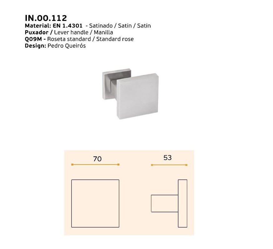 POMO GIRATORIO 70X70 SIN ROSETA IN.00.112.SR