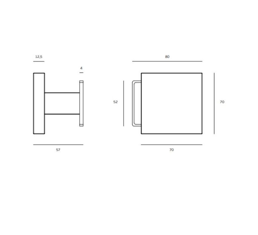 POMO FIJO 70X70MM CON ROSETA FIJA QUADRADA IMODELO N.08.BQP IN.00.112.F