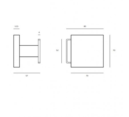 POMO FIJO 70X70MM CON ROSETA FIJA QUADRADA IMODELO N.08.BQP IN.00.112.F