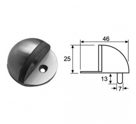 TOPE PUERTA TPZ01 1/2 BOLA ZAMAK NIQUEL SATINADO