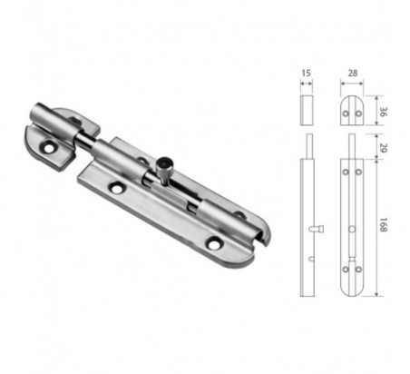 PASADOR DE SOBREPONER INOX MATE 204X15mm