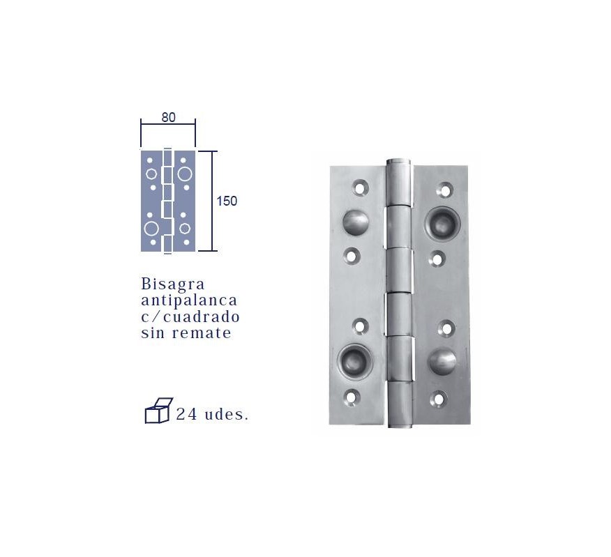 BISAGRA ANTIPALANCA N100 C/C SIN FINALES CROMO MATE