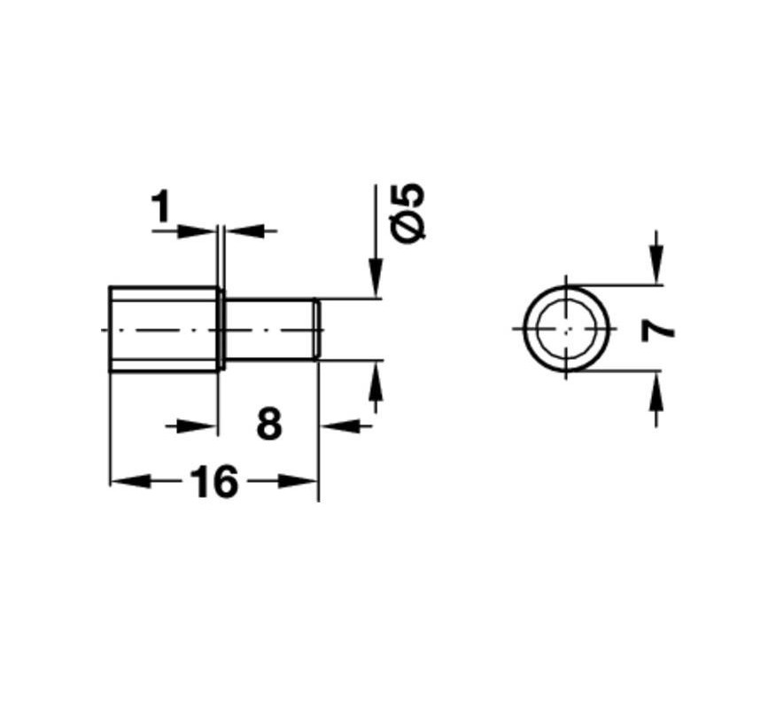 PORTAESTANTE TUBULAR KATSO 5MM CON GOMA NIQUEL