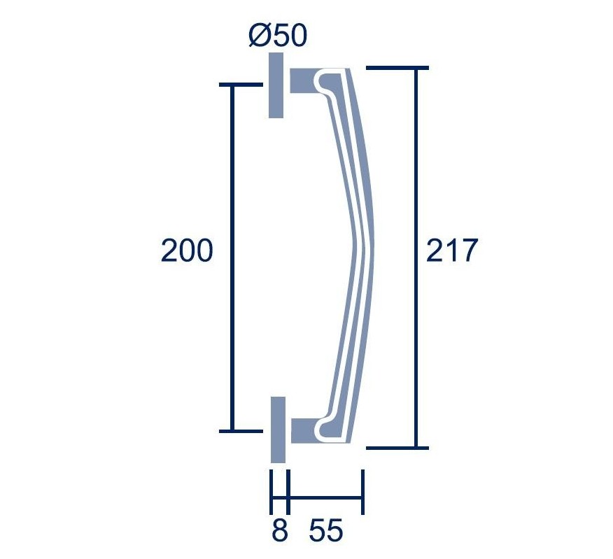 MANILLON GLAUCO CURVO 200MM INOX MATE