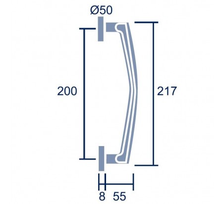 MANILLON GLAUCO CURVO 200MM INOX MATE