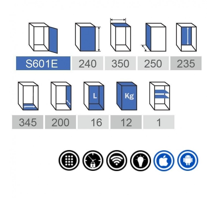 CAJA FUERTE DE SOBREPONER OLLE S601E 240X350X250MM