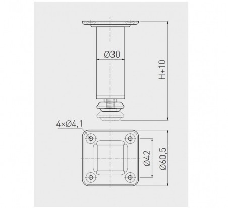 PATA METALICA CUADRADA  PLETINA 10CM NIQUEL SATINADO