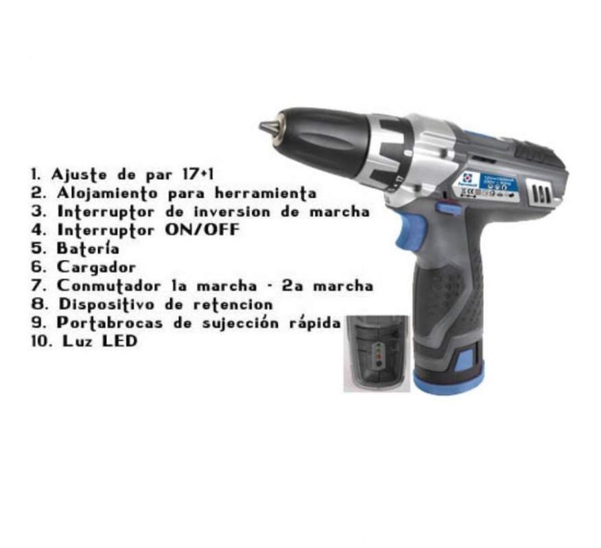 TALADRO ATORNILLADOR Li 12v FERROTECH