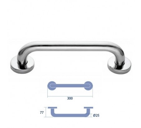 BARRA DE APOYO Ø25 300x77mm INOX BRILLO 304