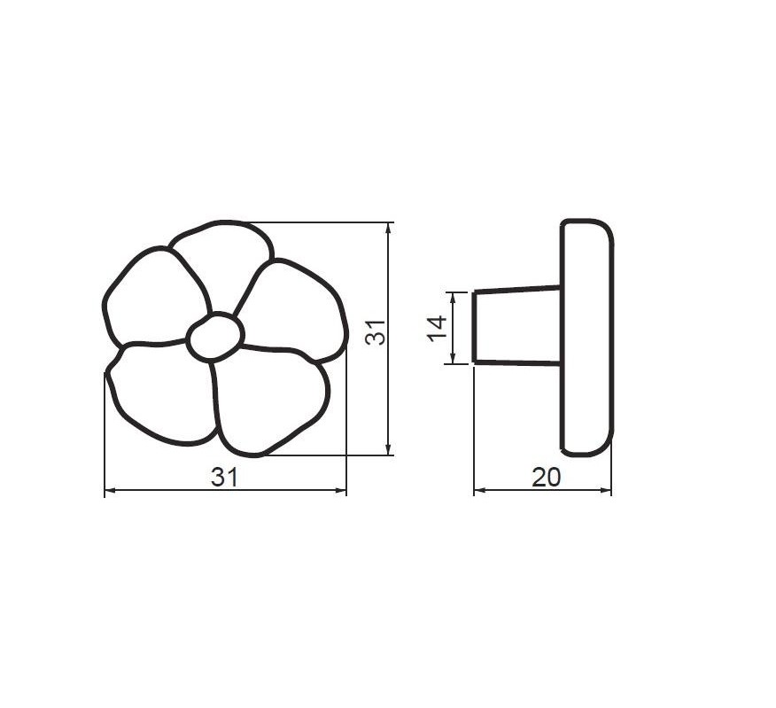 TIRADOR ROSE 5616-000 FLOR ROSA 50X50MM