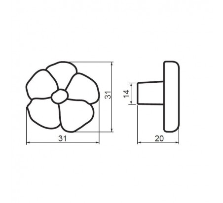 TIRADOR ROSE 5616-000 FLOR ROSA 50X50MM